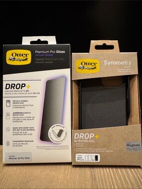 OtterBox Bundle Symmetry Cactus Leather MagSafe iPhone 16 Case & Privacy Screen